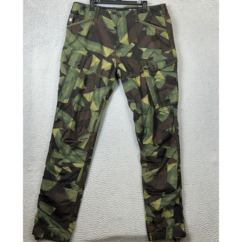 G-Star RAW Pants Mens 38X38 Roxic Straight Tapered Green Camo Cargo Utility EUC